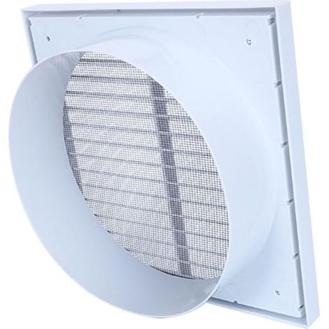 Grille de ventilation en plastique blanc, cache de sortie d'air pour aération, couvre-conduit d'évacuation d'air frais (100 mm) (1/5)