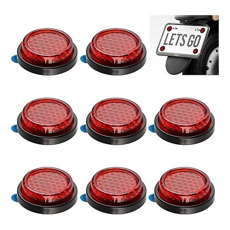 catadioptres ronds pour moto - Réflecteurs rouges autocollants arrière de Mini œil chat clôture, caravane, tracteur (1/5)