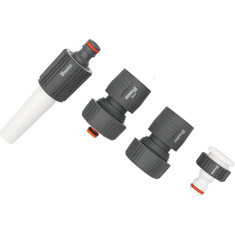 Sprühset für Gartenschlauch 4-teilig 3/4" Schnellkupplung Sprühdüse Wasserhahnanschluss Bewässerungsset Bradas WHITE LINE SOFT WL-S5500-34K (1/4)