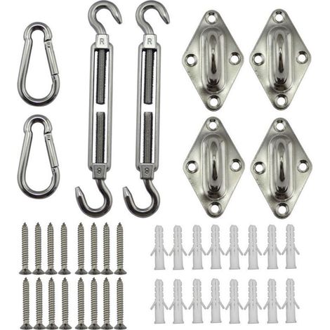 Kit de Fixation pour Voile d'Ombrage, Inoxydable pour Voile d'Ombrage, pour Une Installation en Toute Sécurité des Auvents Carrés Et Triangulaires