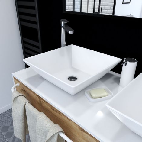 LAVABO SOBREPONER CERAMICO 42X42X13CM - FLORA (1/4)