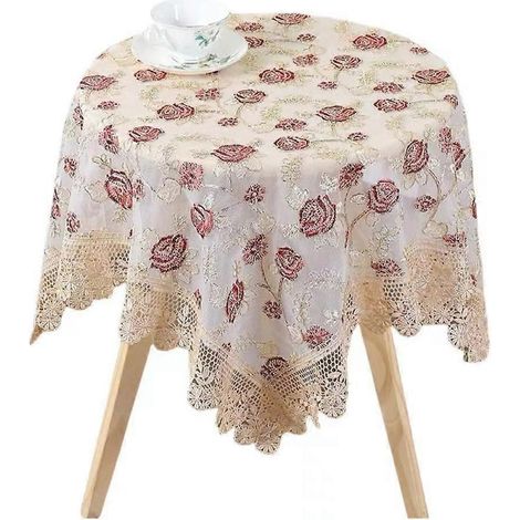 Nappe brodée en dentelle, légère et luxueuse, idéale pour les repas, les tables basses et autres occasions. Dimensions : 120 x 180 cm. Décoration et embellissement. (1/3)