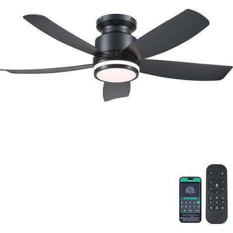 Ventilador de Techo con Luz Silencioso 104 cm, Ventilador de Techo con Control Remoto y APP, Luz de Ventilador de Techo Led para Dormitorio Salón Cocina, Aspas de ABS, Motor DC, Negro (1/5)