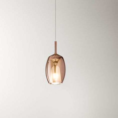 Suspension En Verre Borosilicate Cuivre Miroir Avec Câblage E27, Diamètre 17 Cm, Hauteur 36,5 Cm, Câble 300 Cm - Perenz, Design Élégant Raffiné (1/2)