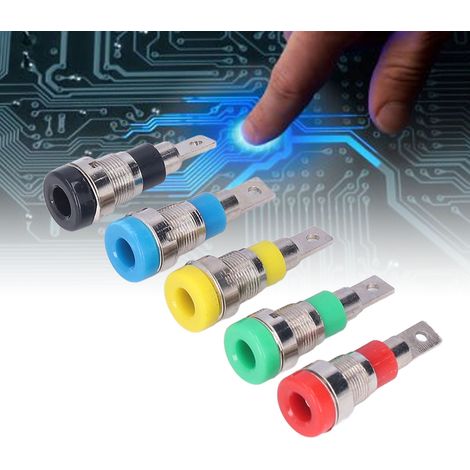Bananenstecker-Panelverbinder, 4-mm-Bananenstecker, reine Kupferanschlüsse (rot, schwarz, gelb, blau, grün) (1/5)