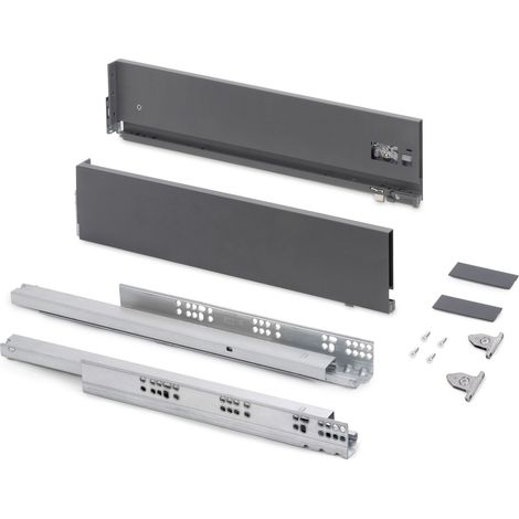 Emuca Cassetto esterno Vertex con regolazione 3D altezza 131mm, 40kg, profondità 350mm, Acciaio, Grigio antracite