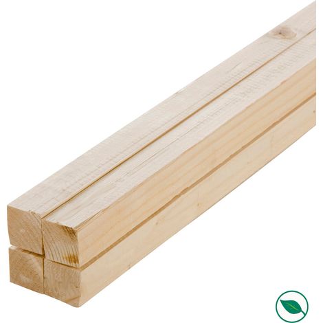Forestea – Lot de 4 tasseaux sapin brut 2400 x 47 x 47 mm – Label PEFC 70% – Pour constructions en bois dur – Produits bruts à finir
