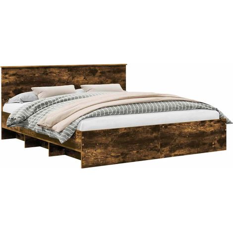 Maison Exclusive - Bettrahmen Geräucherte Eiche 180 x 200 cm Holz