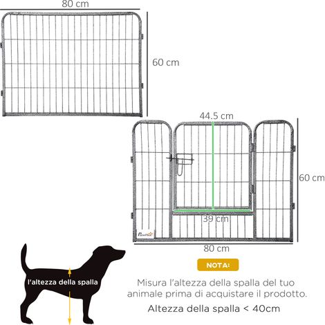 Parc pour chien et chiot avec 16 panneaux modulables et 2 entrées. 80 x 1.5 x 60 cm (1/5)