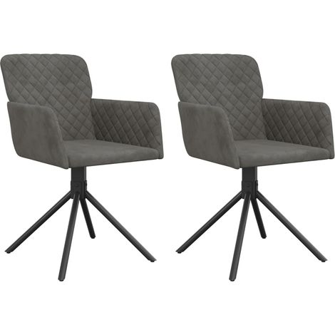 Lot de 2 Chaises pivotantes à manger,Chaise de cuisine Gris foncé Velours CFW88326 (1/5)