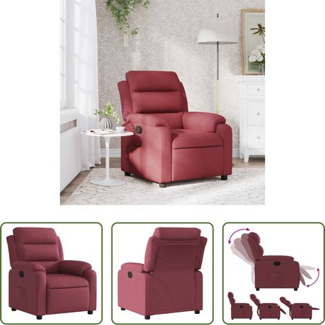 vidaXL Sillón reclinable de tela rojo tinto (1/5)