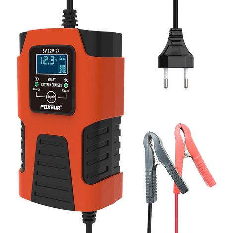 Chargeur de batterie 2A pour voitures et motos (6 V/12 V) – Chargeur entièrement intelligent pour batteries de petites voitures-jouets pour enfants (1/5)