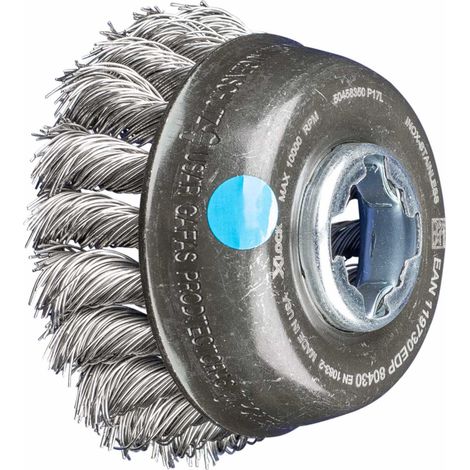 PFERD TOOLS Topfbürste gezopft TBG Ø 80mm Bohrung 22,2 mm/X-LOCK Edelstahl-Draht-Ø 0,50mm Winkelschleifer (1/5)