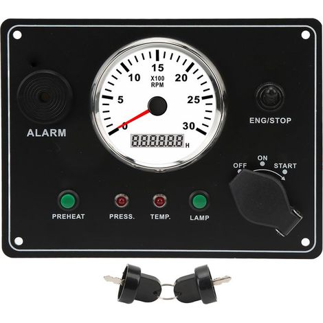 Panneau de tachymètre multifonction 3000 tr/min, pression d'huile, alarme de température de l'eau, jauge de moteur 12V (1/5)