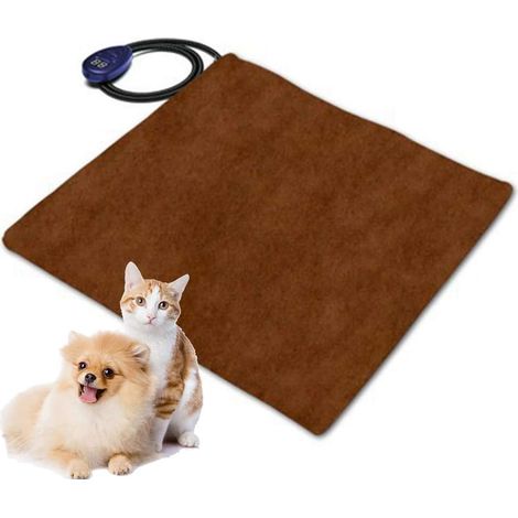 Heizkissen für Haustiere, elektrisches Heizkissen für Hunde und Katzen, Heizmatte für den Innenbereich für Home-Office-Stuhl, Heizmatte, Braun, 50 × 50 cm