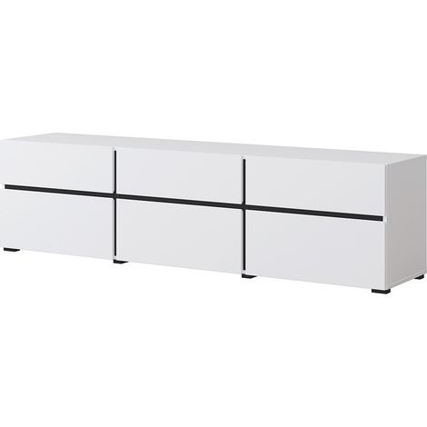 Mobile TV 180cm colori bianco e nero collezione HAVANA. Mobile design con 3 porte e 3 cassetti.