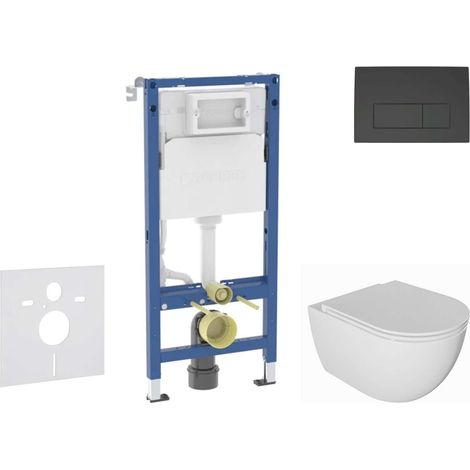 Geberit Duofix - Set con modulo di installazione, vaso WC Oudee e copriwater softclose, placca di comando Delta50, nero opaco SANI11CA5132B (1/5)