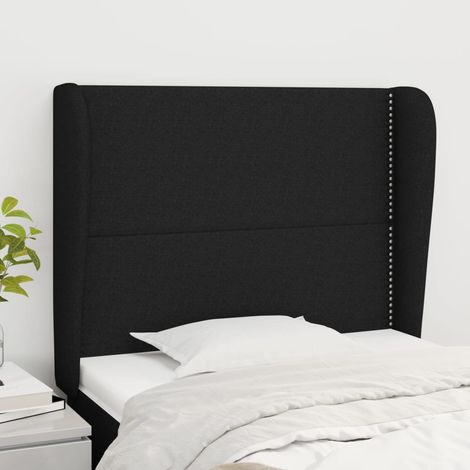 Tête de lit avec oreilles Design industriel - Pour Lit adulte - Noir 93x23x118/128 cm Tissu Chic-806651 (1/5)