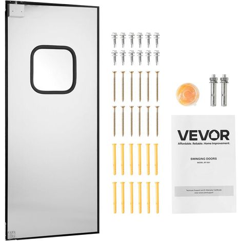 Porte Battante Simple Inox 304 pour Ouverture 91x213 cm Panneau Silencieux Pré-percé avec Accessoires Modèle BT-E01 (1/5)