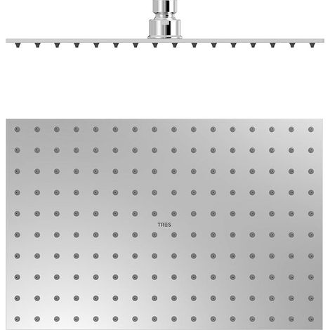 Douche acier inoxydable de tête anticalcaire à rotule 300x20 Chromé - TRES 134315007 (1/2)