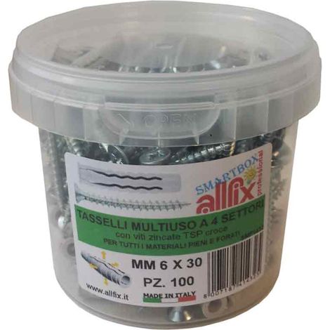 Tasselli In Nylon 6x30 mm Con Viti Allfix 100 Pz (1/4)