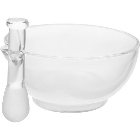 Ensemble de mortier et bol en verre 150 mm avec piquet antidérapant pour laboratoire et cuisine, mortier résistant pour broyer et mélanger des médicaments et des épices (1/5)