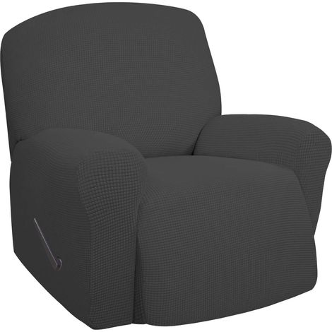 Housse de canapé Extensible pour canapé inclinable avec élastique en Bas pour Enfants, Tissu Jacquard Polyester élasthanne, Petits Carreaux Fauteuil inclinable surdimensionné, Gris (1/5)