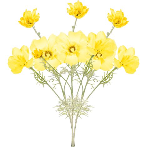 Fleur Artificielle Plantée Cosmos Jaune 3Pcs, Fleur en Soie Style Pastoral Gesang (1/5)