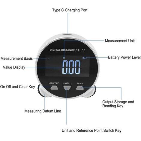 NALOOKAMIC Jauge de Distance numérique, écran LCD Rechargeable, outil de mesure électronique de roulement longue Distance A