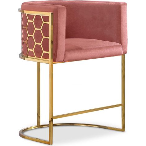 Chaise de Bar Design "Neyho" 96cm Rose (1/3)