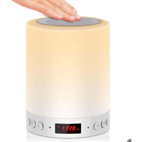 Lampe De Chevet - Veilleuse LED Rechargeable - Enceinte Bluetooth - Radio USB - Réveil Numérique - 1 Pièce (1/4)