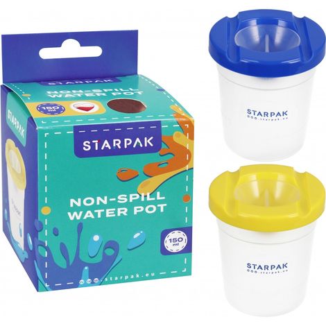 Gobelet anti-déversement Starpak avec couvercle pour l'eau, idéal pour peindre. (1/3)