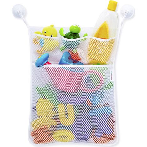 Sac de rangement en filet pour jouets de bain avec 2 ventouses (1/5)