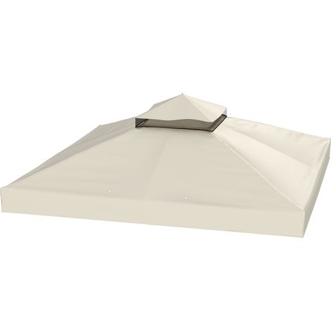 Outsunny Tettuccio Sostitutivo Gazebo da Giardino 3x3m UPF30+ a 2 Livelli Crema