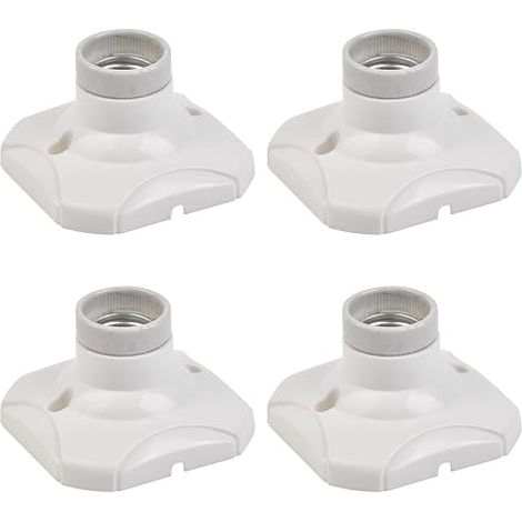 Douille Plafond E27 à Visser, Douille E27 Garage, AC 220-240V, Support Douille pour Ampoule LED, Base Plafonnier Culot E27, Base de Lampe Plastique Blanche pour Lampe au Mur, lot de 4 (1/5)
