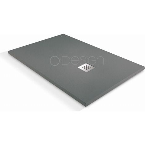 O'Design Solidstone begehbare Duschwanne – 120 x 90 – Basaltgrau – Alicante