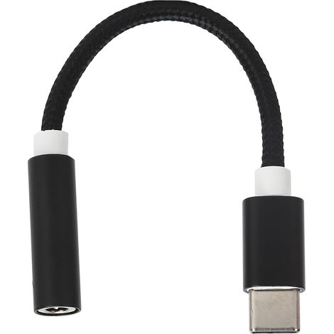 USB-C-auf-3,5-mm-Audioadapter mit geflochtenem Kopfhörerkabel – kompatibel mit Letv und Xiaomi (Schwarz) (1/5)