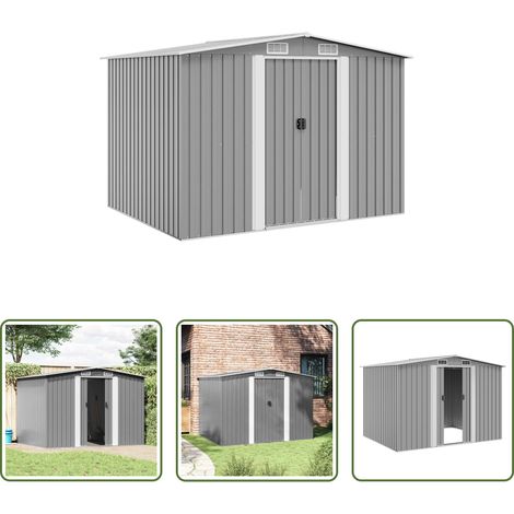 Metall - Gartenschuppen Grau Metall 257 x 205 x 178 cm (1/5)