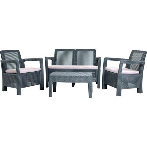 Keter Tarifa 4 Seat Outdoor Lounge Set - Grey (1/2)