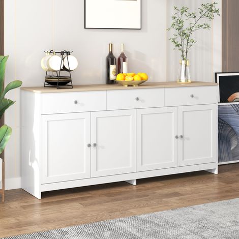 MEUBLIV Aparador 160 cm gris-negro y color madera – 4 puertas, 3 cajones (1/5)