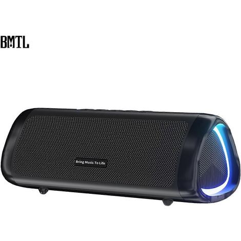 Enceinte Bluetooth au son clair, enceinte stéréo sans fil, 2 haut-parleurs intégrés, éclairage LED, étanche IPX6.