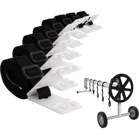 Enrouleur Bache Piscine - Kit de Fixation pour Bâche Solaire de Piscine - 8 Sangles de Fixation pour Bâche Solaire (1/4)