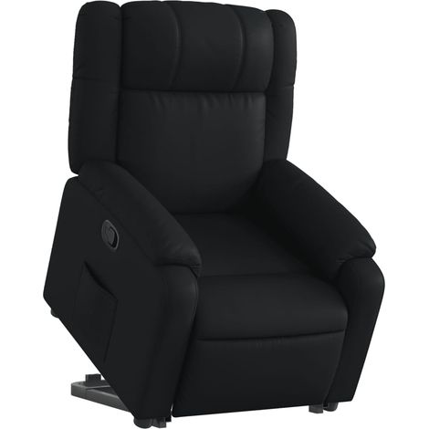 Poltrona relax TV rivestimento confortevole funzione sollevamento elettrico in PVC nero DEC028076