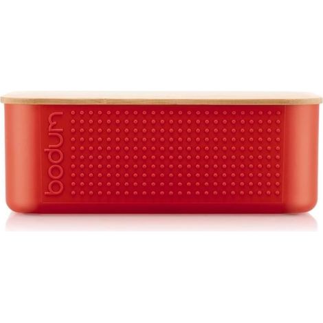 Brotbox - BODUM - 11740-04 - Kleines Modell - Bambusdeckel - Rot