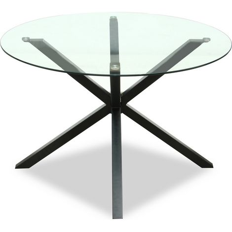 Monza Indoor Round Dining Table - Glass - L120 x W120 x H76 cm - Black