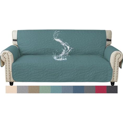 1 Housse de canapé 3 places, Imperméable, Anti-poils, Avec accoudoirs, Pour salon, Famille et animaux (1/4)