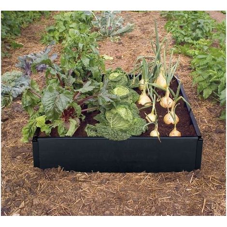 Grow Bed 230L Plant Bag Tray Large Black Square Stackable Garland (1/5)