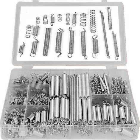 Kit de 200 Ressorts - Traction, Oscillants, Compression en Acier Inoxydable et Acier Dans une Boîte de Rangement Pratique (1/5)