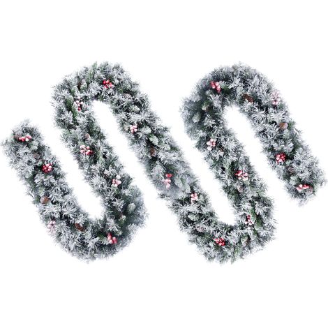 EVRE 275cm/9ft Artificial Christmas Fireplace Stair Wall Hanging Snowy Garland (1/5)