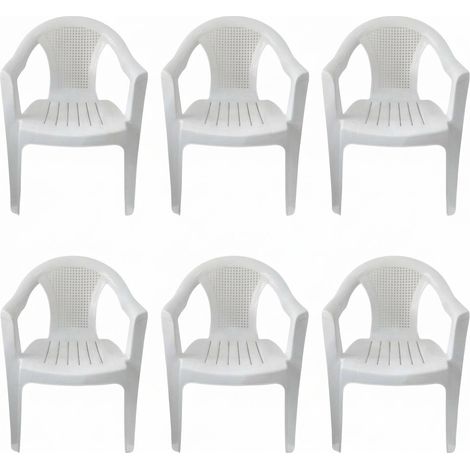 Set 6 Sedie Margherita Bianche Esterno Giardino Impilabili Bar 6 Pezzi
